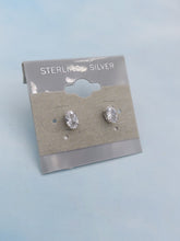 Load image into Gallery viewer, Small Oval CZ Stud Earrings - Sterling Silver
