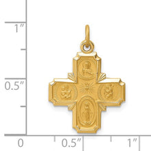 Load image into Gallery viewer, Four Way Religious Cross - Polished and Satin 14K Gold