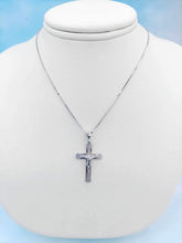 Load image into Gallery viewer, 1&quot; Crucifix Cross on Box Chain - 14K White Gold