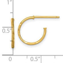 Load image into Gallery viewer, 14k Polished Diamond-cut Solid C-Hoop Post Earrings