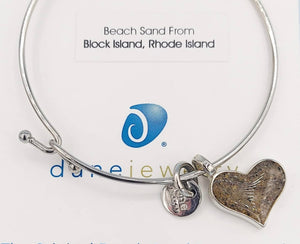 Block Island RI Dune Heart Beach Bangle Bracelet