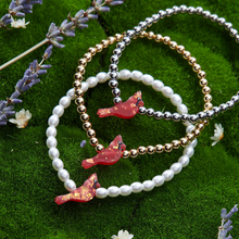 Load image into Gallery viewer, Cardinal Holy Water Stretch Bracelet in Pearl