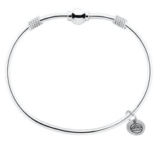 Load image into Gallery viewer, Cape Cod Bangle Bracelet with 1 Bead &amp; 2 Rope Detail (Silver)