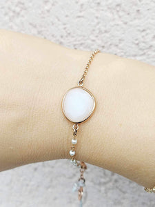 Mother of Pearl and Pearl Bracelet - Rose Gold Plated Sterling Silver
