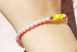 Matte Pink w/ Yellow Center Stash Skinny Stretch Bracelet