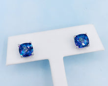 Load image into Gallery viewer, Mystic Topaz Checkerboard Cut Stud Earrings - Sterling Silver