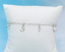 Load image into Gallery viewer, Celestial Sun, Moon &amp; Star Dangles Anklet - Sterling Silver