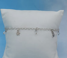 Load image into Gallery viewer, Celestial Sun, Moon &amp; Star Dangles Anklet - Sterling Silver