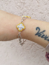 Load image into Gallery viewer, Flower Style Link Bracelet - Two Tone - Sterling Silver
