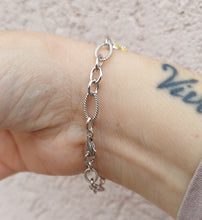 Load image into Gallery viewer, Flower Style Link Bracelet - Two Tone - Sterling Silver