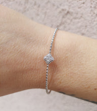 Load image into Gallery viewer, Flexible Diamond Quatrefoil Bangle - 14K White Gold