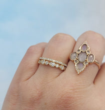 Load image into Gallery viewer, Two Row Round and Pear Shaped Diamond Band - 14K