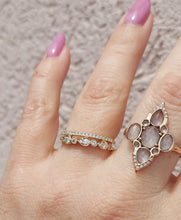 Load image into Gallery viewer, Two Row Round and Pear Shaped Diamond Band - 14K