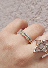 Load image into Gallery viewer, Two Row Round and Pear Shaped Diamond Band - 14K