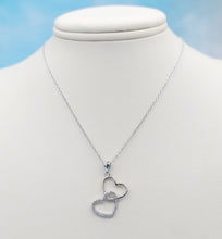 Load image into Gallery viewer, Double Heart Drop Necklace - Sterling Silver
