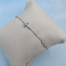 Load image into Gallery viewer, CZ Cross Bracelet - Sterling Silver