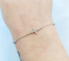 Load image into Gallery viewer, CZ Cross Bracelet - Sterling Silver