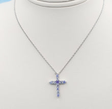Load image into Gallery viewer, Lavender CZ 'June Birthstone' Cross Necklace - Sterling Silver