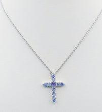 Load image into Gallery viewer, Lavender CZ 'June Birthstone' Cross Necklace - Sterling Silver