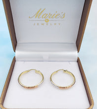 Load image into Gallery viewer, Tri Color Hoop Earrings - 14K Gold
