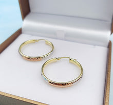 Load image into Gallery viewer, Tri Color Hoop Earrings - 14K Gold