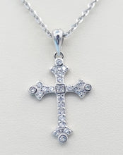 Load image into Gallery viewer, Pave Filigree Cross Pendant &amp; Chain - Sterling Silver