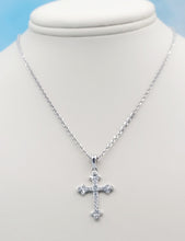 Load image into Gallery viewer, Pave Filigree Cross Pendant &amp; Chain - Sterling Silver