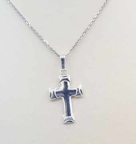 Plain Edged Cross Pendant & Chain - Sterling Silver