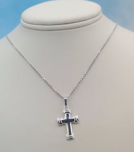 Plain Edged Cross Pendant & Chain - Sterling Silver