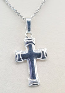 Plain Edged Cross Pendant & Chain - Sterling Silver