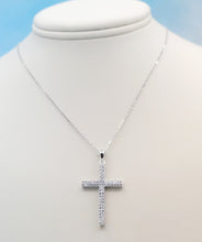 Load image into Gallery viewer, CZ Double Row Cross Pendant &amp; Chain - Sterling Silver