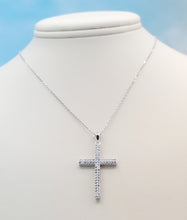 Load image into Gallery viewer, CZ Double Row Cross Pendant &amp; Chain - Sterling Silver