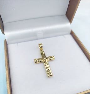 Flat Crucifix Cross Pendant - 14K Yellow Gold