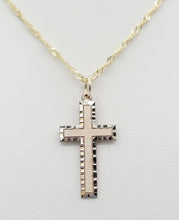 Load image into Gallery viewer, Matte &amp; Diamond Cut Cross &amp; Singapore Chain - 10K Yellow Gold