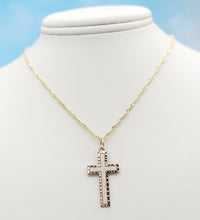 Load image into Gallery viewer, Matte &amp; Diamond Cut Cross &amp; Singapore Chain - 10K Yellow Gold