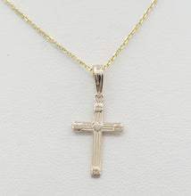 Load image into Gallery viewer, Heart Small Cross Charm &amp; Adjustable Gold Chain - 14K Yellow Gold