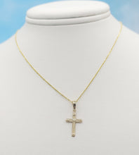 Load image into Gallery viewer, Heart Small Cross Charm &amp; Adjustable Gold Chain - 14K Yellow Gold