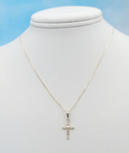 Load image into Gallery viewer, Textured Mini Cross with Heart Charm Pendant &amp; Gold Box Chain - 14K Yellow Gold