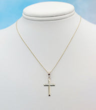 Load image into Gallery viewer, Small Cross Pendant &amp; Gold Cable Chain - 14K Yellow Gold