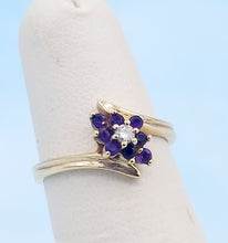 Load image into Gallery viewer, Amethyst &amp; Diamond By Pass Ring - 14K Gold