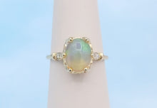Load image into Gallery viewer, Opal and Diamond Ring with Vintage Style Crown - 14K Yellow Gold
