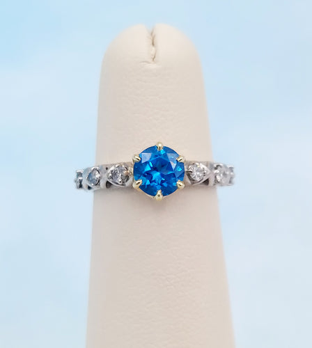 Blue Passion Ring with Diamond Accents - 10K & 14K White and Yellow Gold