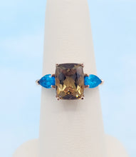 Load image into Gallery viewer, Honey Smokey Topaz and Blue Apatite Ring - 14K Rose Gold