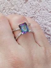 Load image into Gallery viewer, Split Shank Mystic Topaz and Diamond Ring - 14K White Gold - Marie&#39;s Custom Design