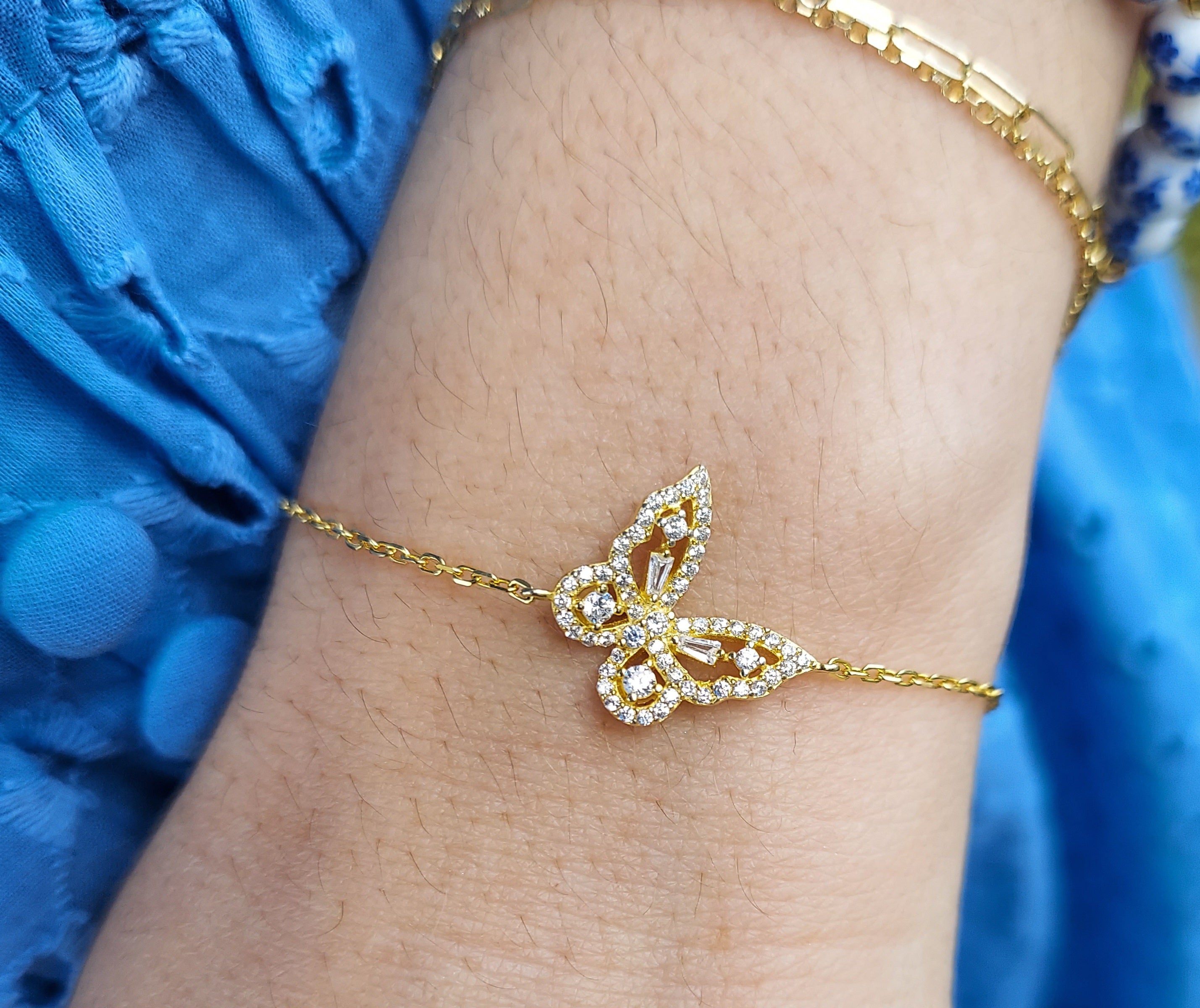 Butterfly Bracelet - Gold Plated Sterling Silver – Marie's Jewelry Store
