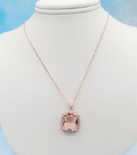 Load image into Gallery viewer, Morganite CZ Necklace - Rose Gold Plated Sterling Silver