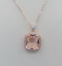 Load image into Gallery viewer, Morganite CZ Necklace - Rose Gold Plated Sterling Silver