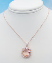 Load image into Gallery viewer, Morganite CZ Necklace - Rose Gold Plated Sterling Silver