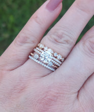 Load image into Gallery viewer, Two Row Round and Pear Shaped Diamond Band - 14K