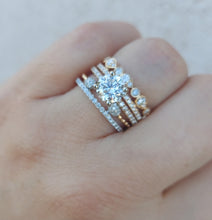Load image into Gallery viewer, Two Row Round and Pear Shaped Diamond Band - 14K